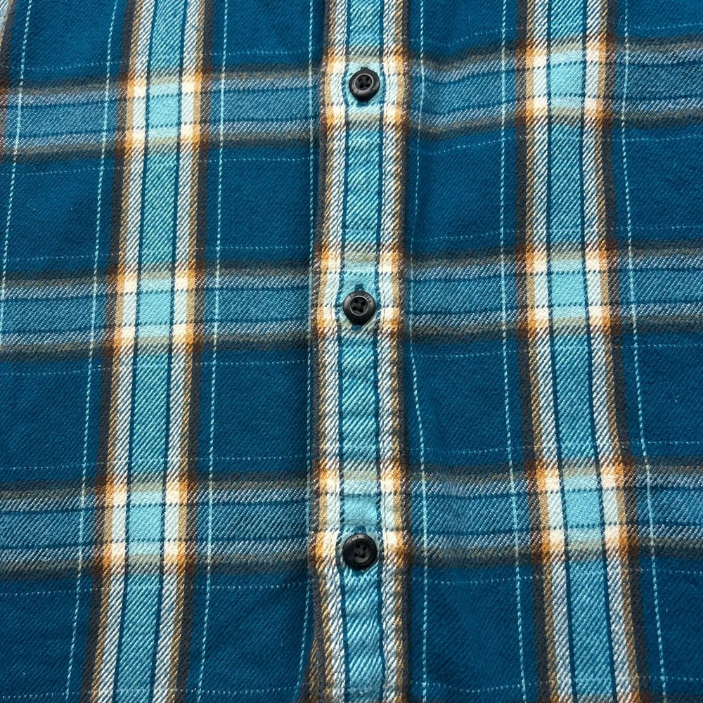 LL Bean Long Sleeve Button Up Slightly Fitted Flannel Shirt Mens Medium Blue - Picture 4 of 14